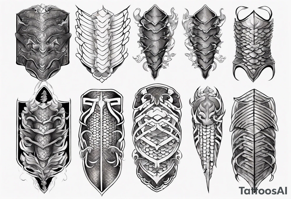 Dragonscale Leg armor symmetrical tattoo idea