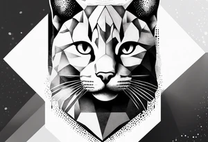 cat, abstract, geometric, lines, halftone, splatter, cat paw, hexagon, vertical tattoo idea