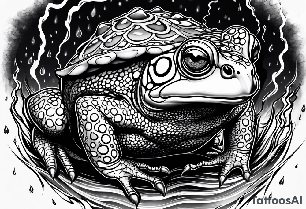 A toad in a thunderstorm tattoo idea