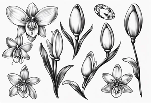 Snowdrop and jewels tattoo idea