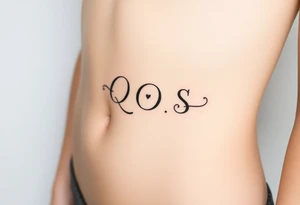 text reading "QOS" across a womb tattoo tattoo idea