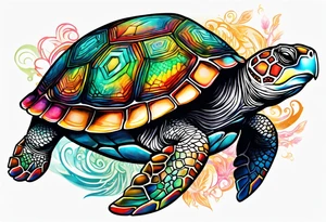 tropical psychedelic turtle tattoo idea