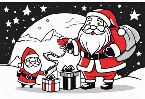 Santa giving gifts to children tattoo idea