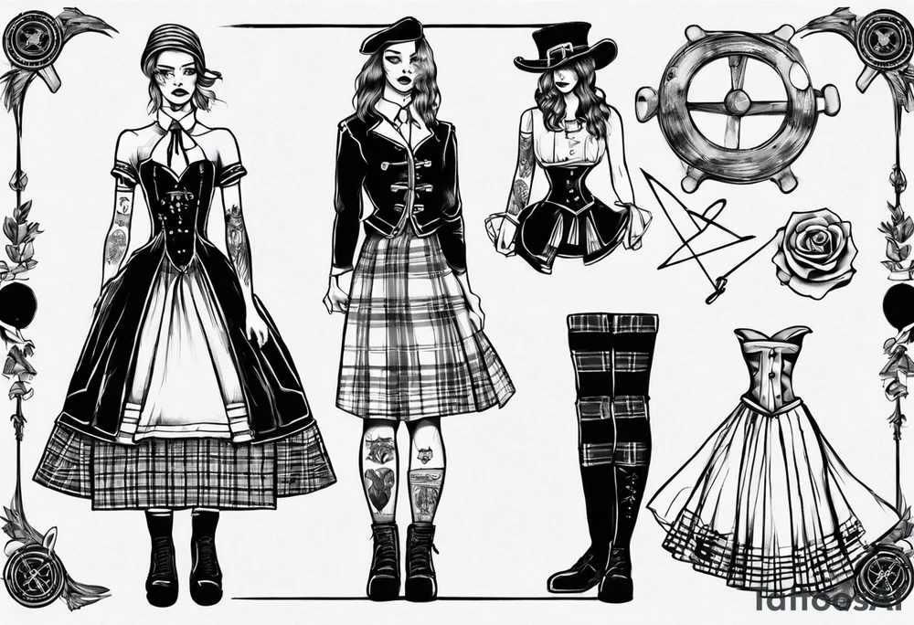 sailo'r manequinn with a girl's scottish dress tattoo idea