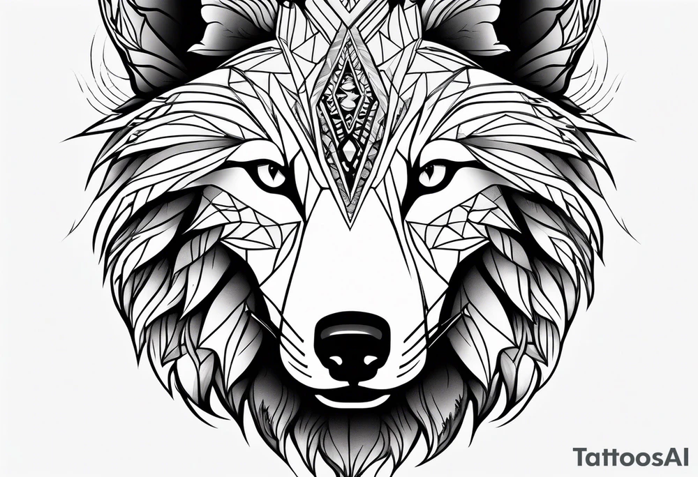 Abstract wolf face , tree of life tattoo idea