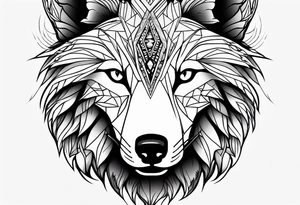 Abstract wolf face , tree of life tattoo idea