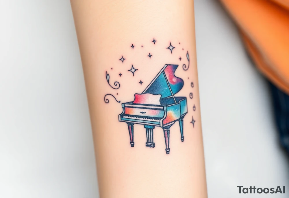 dream grand piano under the stars swirl tattoo idea