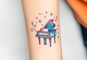 dream grand piano under the stars swirl tattoo idea