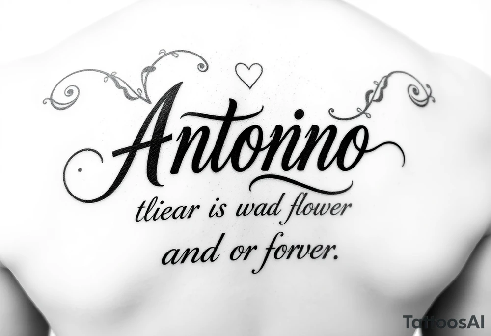 Make me a tattoo design with my husbands name Antonio that shows my love is always and forever for a female tattoo idea