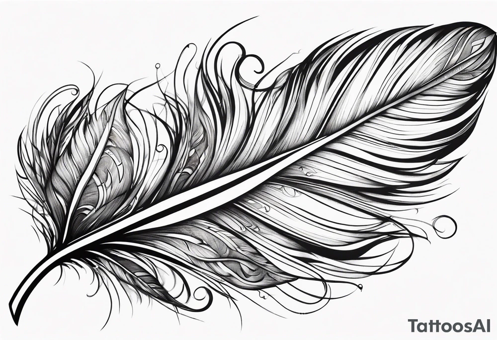 Feather with intricate details tattoo idea