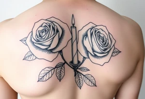 2 blue roses, candle lights , water tattoo idea