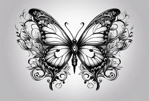 Butterfly with sword in the middle tattoo idea
