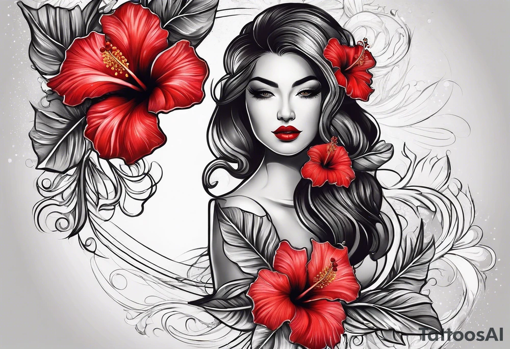 Red, hibiscus tattoo idea