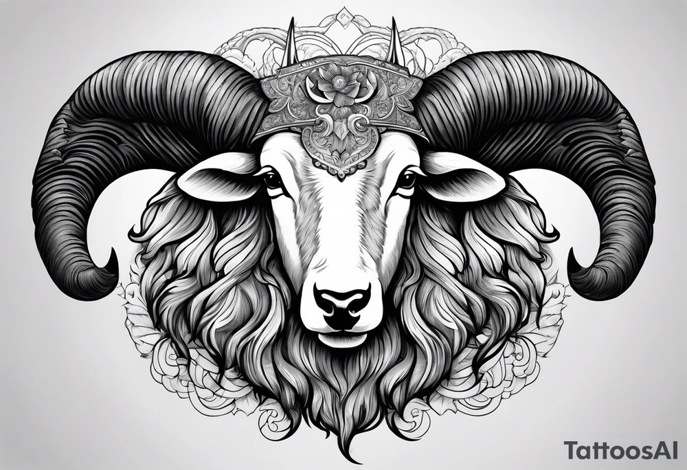 Black sheep with horns and angel wings for arm tattoo tattoo idea