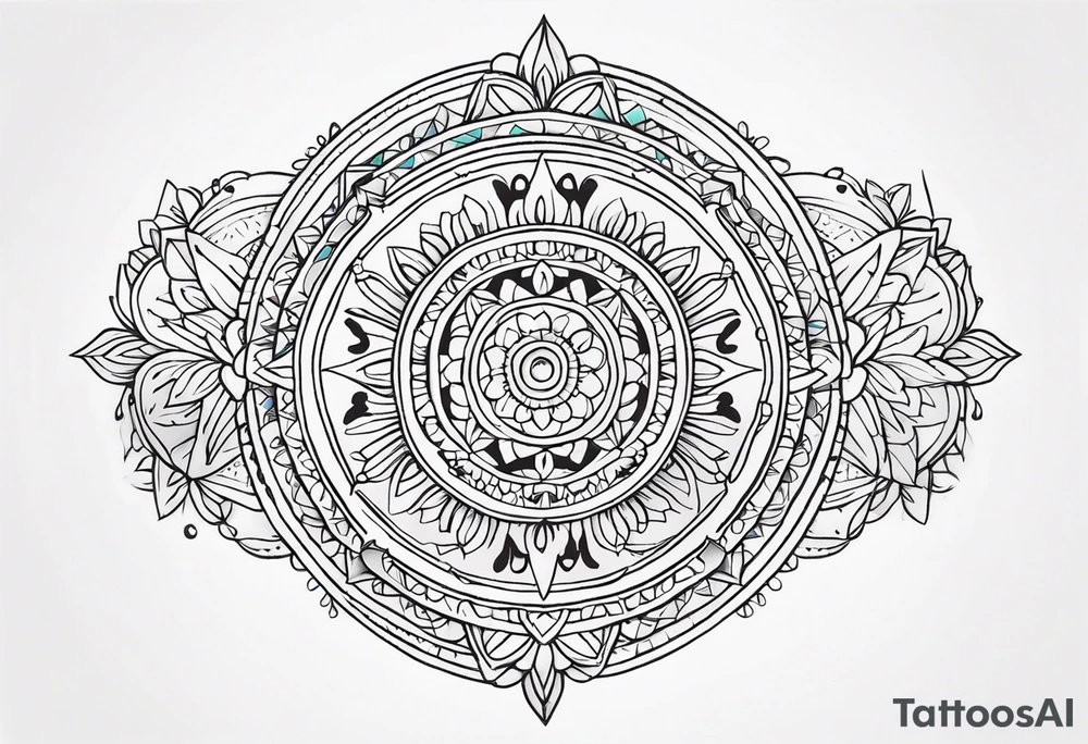 Mirrored style. Mexican mandala design fine line whimsical tattoo idea