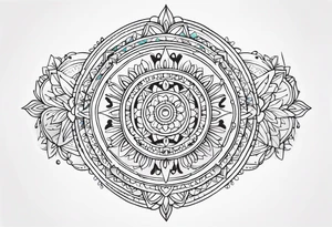 Mirrored style. Mexican mandala design fine line whimsical tattoo idea