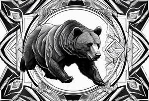 a bear fighting a bull in space tattoo idea
