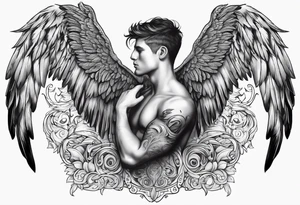 The word Glenn with angel Wings at the side tattoo idea