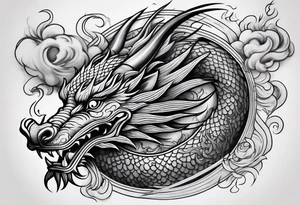 Traditional Chinese Dragon and smoke tattoo idea