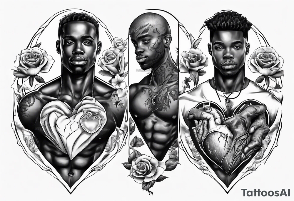 Black Man holding his heart tattoo idea