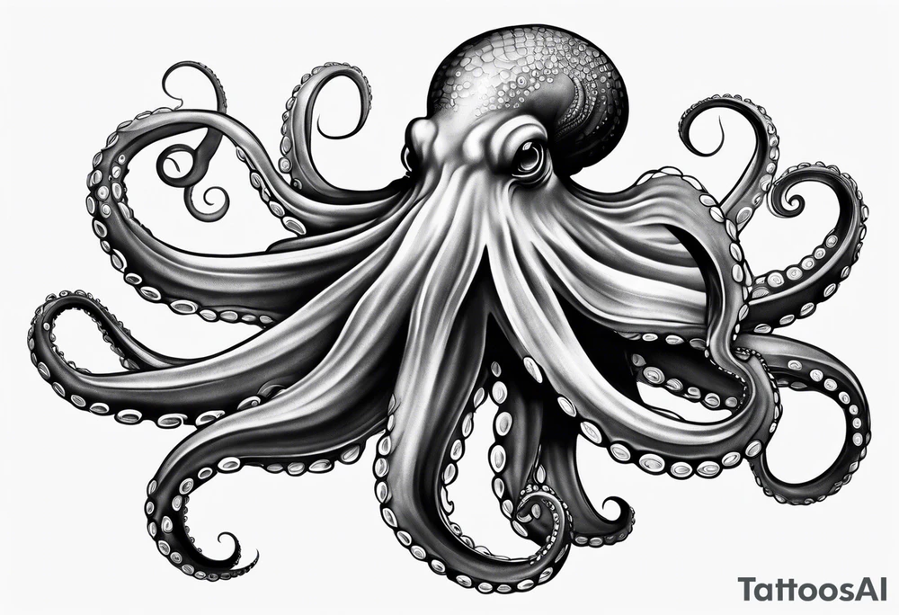 Swimming Realistic Octopus tattoo idea