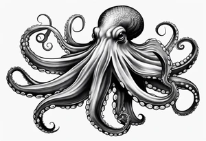 Swimming Realistic Octopus tattoo idea