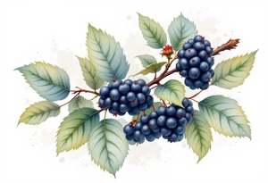 American traditional style Blackberry branch tattoo idea