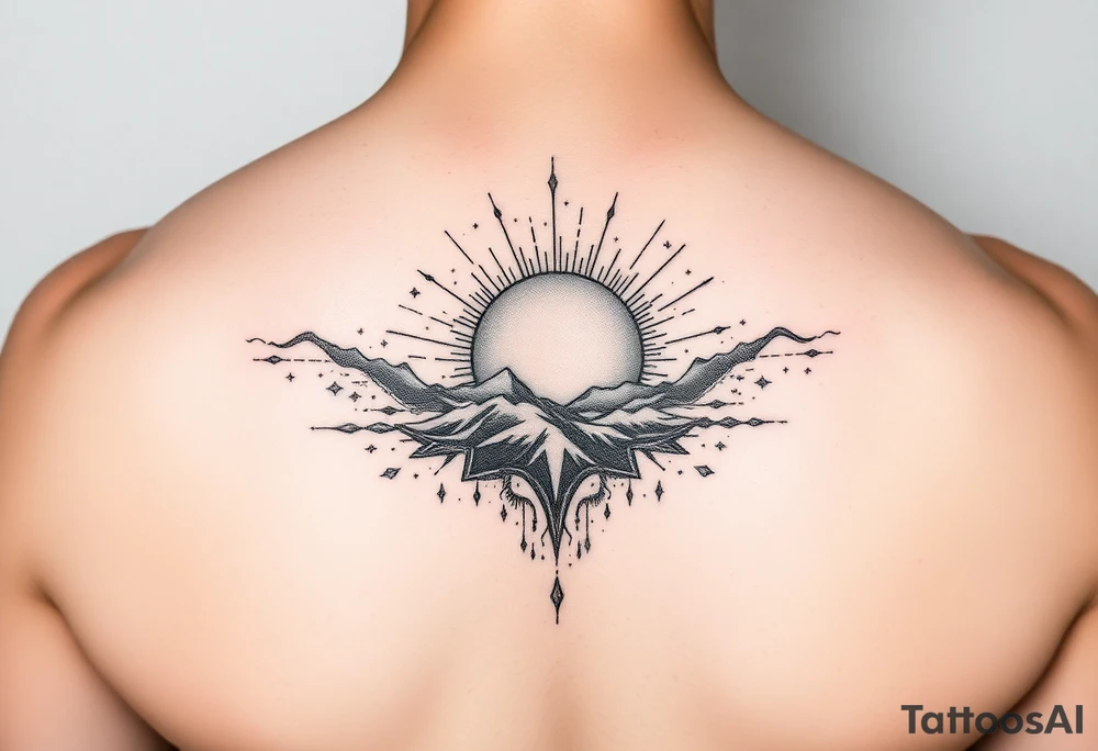 222 sunset love stardust and vibration tattoo idea