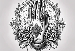 Praying hands with rosary tattoo idea
