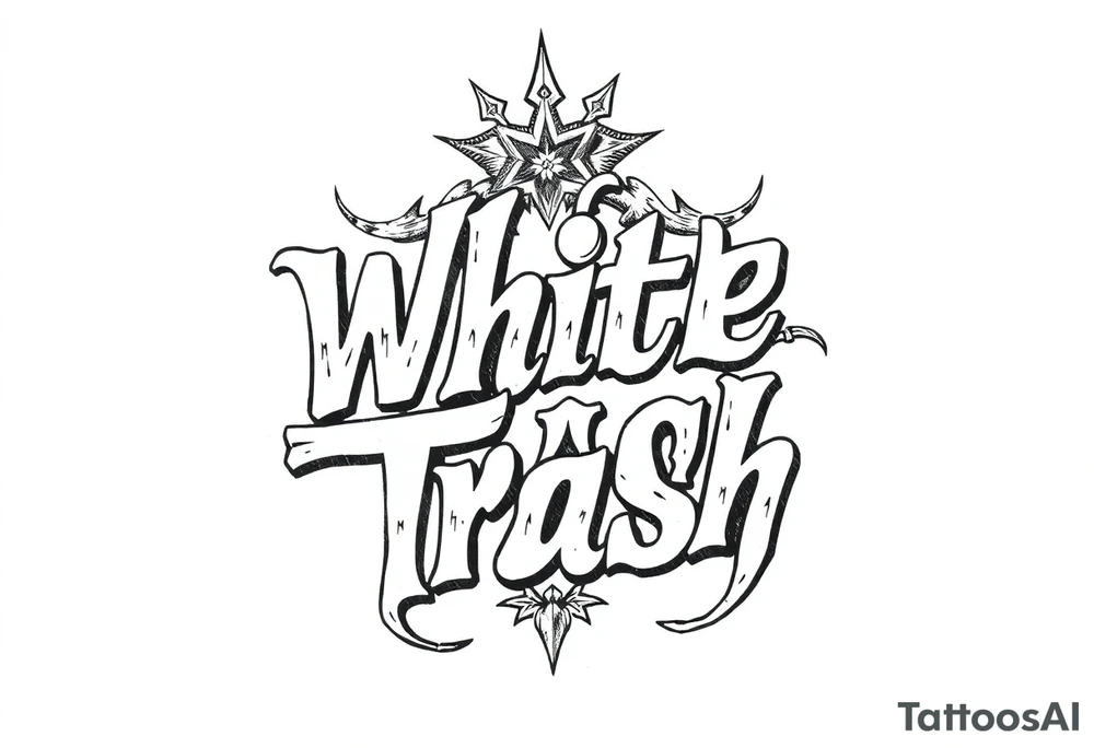 Fancy tattoo lettering of high class white trash tattoo idea