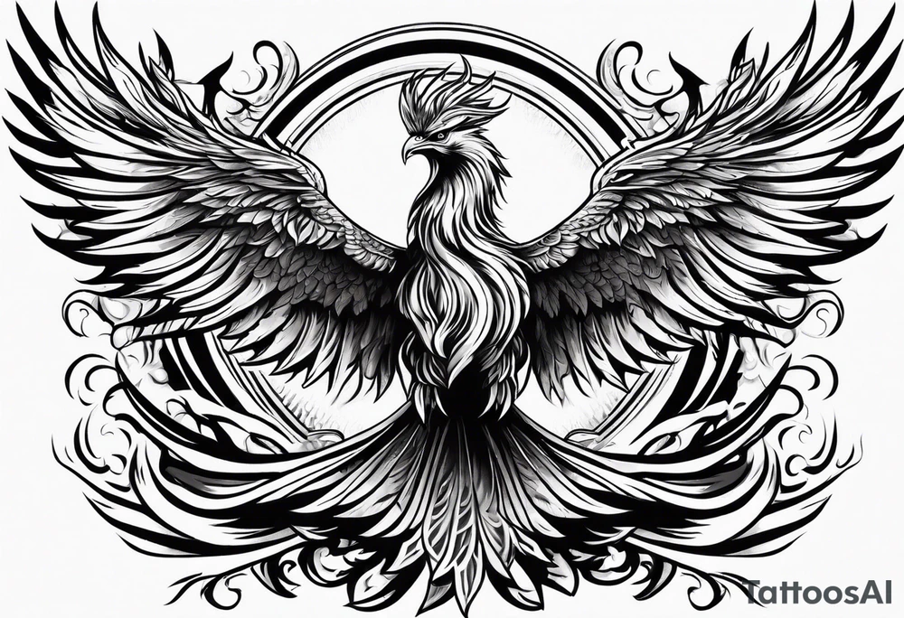 Phoenix rising from flames. tattoo idea