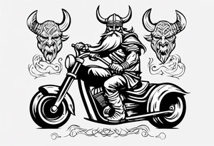 Viking riding a motorcycle from the front view tattoo idea