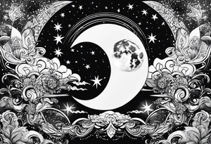 Sun sky stars moon tattoo idea