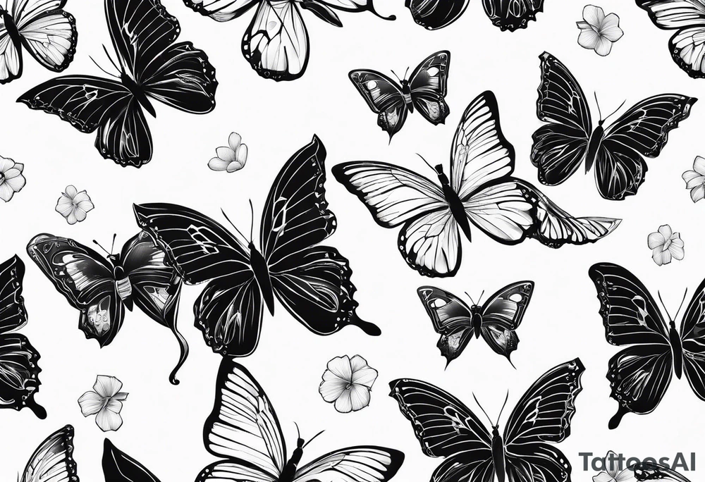 Butterflies with kunai tattoo idea