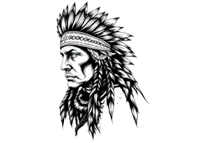 Lone Native American warrior in nature tattoo idea