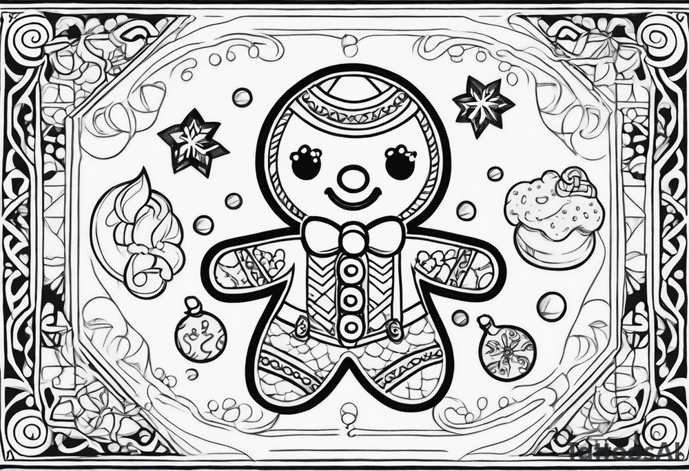 GINGERBREAD MAN WITH SNOMAN tattoo idea