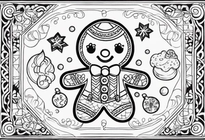 GINGERBREAD MAN WITH SNOMAN tattoo idea