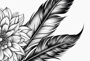 Feather with flowers going up wards tattoo idea