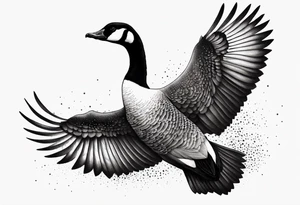 canadian goose shaking wings above profile tattoo idea