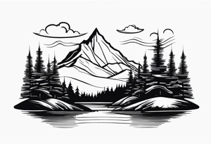 Mountain forest with the sky that turns into the ocean tattoo idea