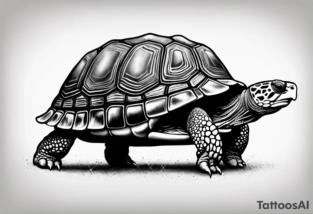 Side profile, tortoise drawn entirely from spots. tattoo idea