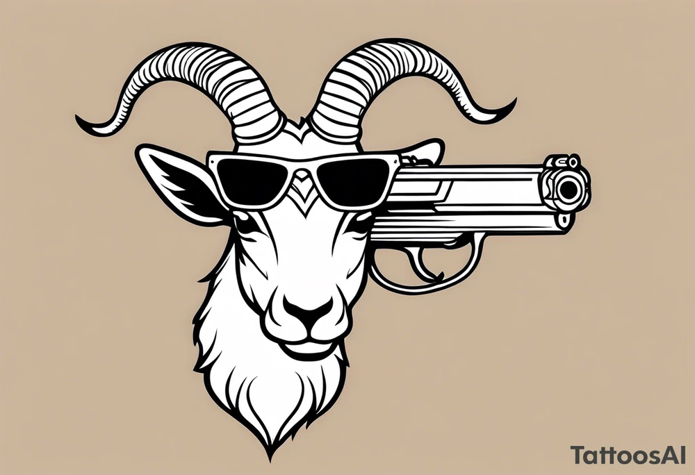 capricorn with sunglasses and a gun tattoo idea