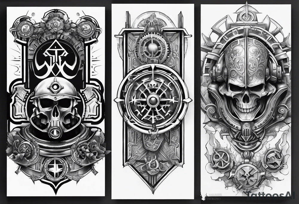 Warhammer 40k, techno priest, aquilla symbol, adeptus mechanicus symbol, for sleeve tattoo tattoo idea