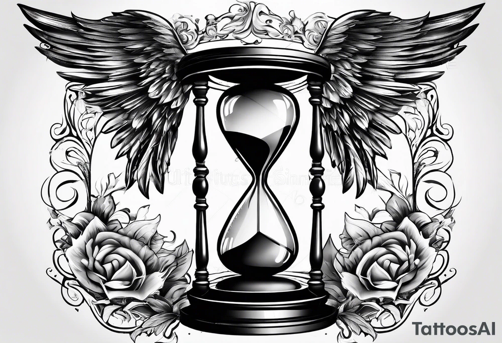 hourglass with wing carpe diem for men tattoo idea
