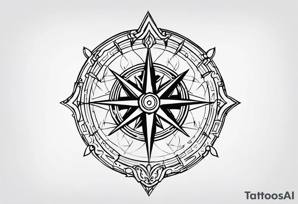 the viking compass with heart of hunger tattoo idea