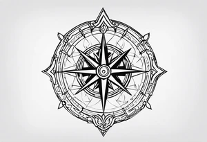 the viking compass with heart of hunger tattoo idea