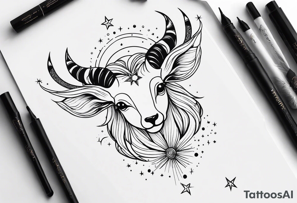 Dainty constellation aries line work tattoo idea