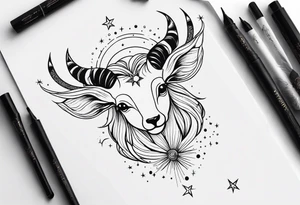 Dainty constellation aries line work tattoo idea