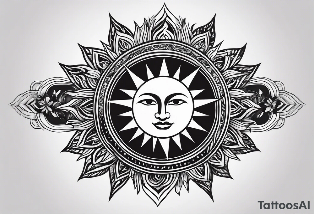 sun with rays tattoo idea