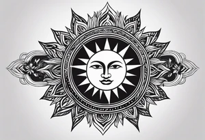 sun with rays tattoo idea